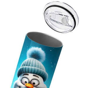 Happy Snowman Blue Hat 20oz Skinny Tumbler