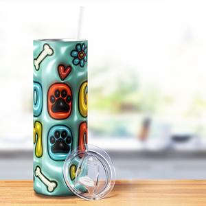 Dog Mom on Inflated Blue 20oz Skinny Tumbler