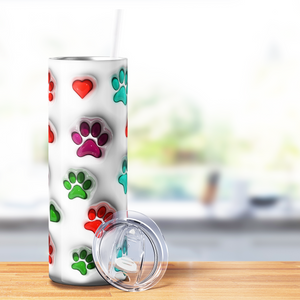 Paw Prints Inflated 20oz Skinny Tumbler