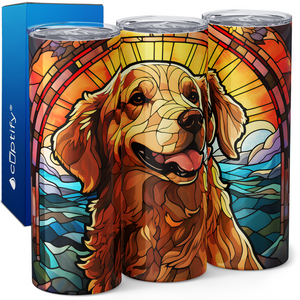 Stained Glass Golden Retreiver 20oz Skinny Tumbler