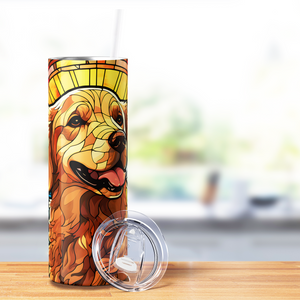 Stained Glass Golden Retreiver 20oz Skinny Tumbler
