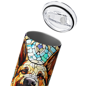 Stained Glass German Shepherd 20oz Skinny Tumbler
