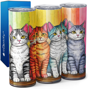 Cats with Rainbow 20oz Skinny Tumbler