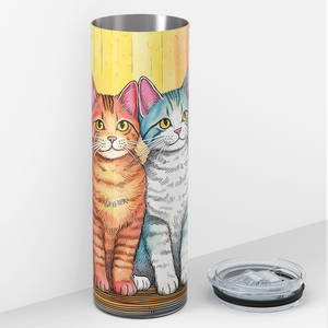 Cats with Rainbow 20oz Skinny Tumbler