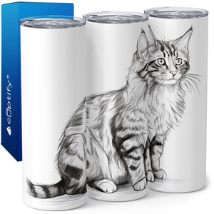 Cat Black and White 20oz Skinny Tumbler
