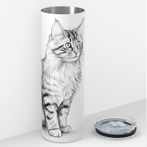 Cat Black and White 20oz Skinny Tumbler