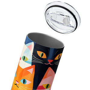 Colorful Cat Faces 20oz Skinny Tumbler