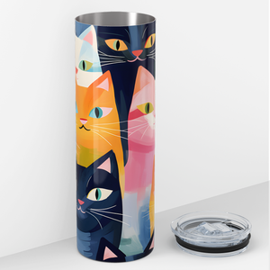 Colorful Cat Faces 20oz Skinny Tumbler