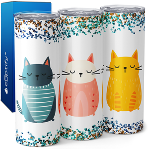 Cats with Glitter 20oz Skinny Tumbler