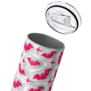 Bats Pink on White Inflated Balloon 20oz Skinny Tumbler
