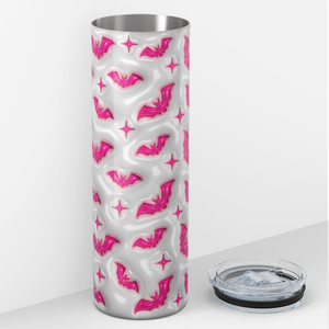 Bats Pink on White Inflated Balloon 20oz Skinny Tumbler