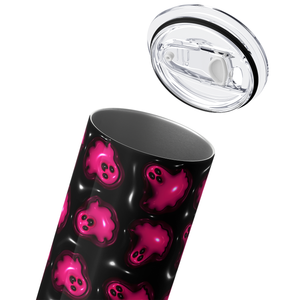 Ghosts Pink on Black Inflated Balloon 20oz Skinny Tumbler