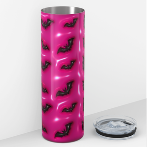 Bats Black on Pink Inflated Balloon 20oz Skinny Tumbler