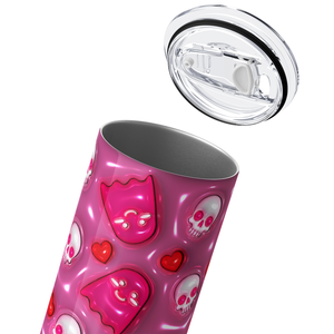 Ghosts and Skulls on Pink Inflated Balloon 20oz Skinny Tumbler