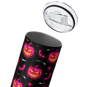 Jack-o-Lantern Pink on Black Inflated Balloon 20oz Skinny Tumbler