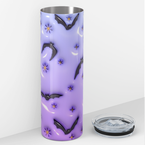Bats and Flowers on Purple Inflated Balloon 20oz Skinny Tumbler