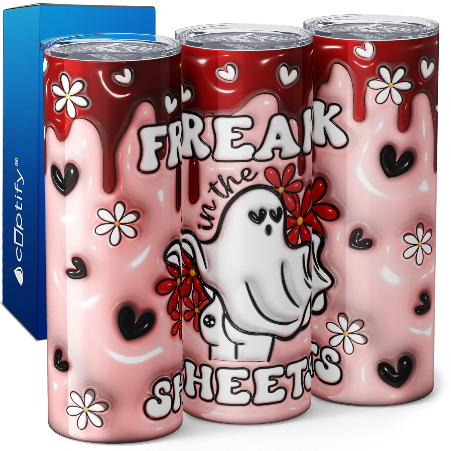 Freak in the Sheets Ghost Inflated Balloon 20oz Skinny Tumbler