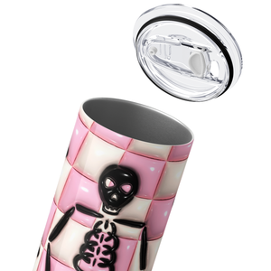 Skeleton on Pink Disco Ball Inflated Balloon 20oz Skinny Tumbler