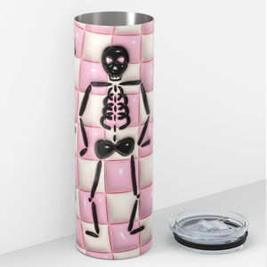 Skeleton on Pink Disco Ball Inflated Balloon 20oz Skinny Tumbler