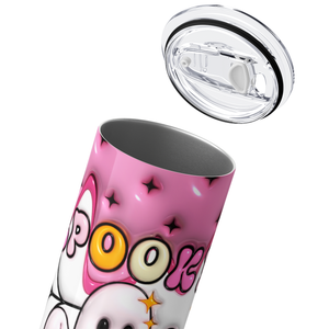 Spooky Season Ghost Inflated Balloon Pink 20oz Skinny Tumbler