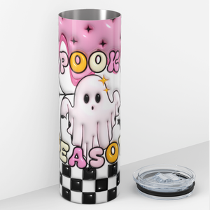 Spooky Season Ghost Inflated Balloon Pink 20oz Skinny Tumbler