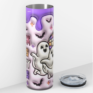 Thick Thighs Spooky Vibes Ghosts Inflated Balloon 20oz Skinny Tumbler