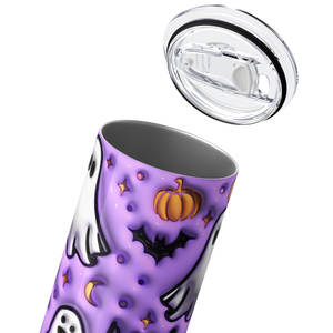 Ghosts and Pumpkins on Purple Inflated Balloon 20oz Skinny Tumbler