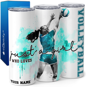 Personalized Girl Who Loves Volleyball 20oz Skinny Tumbler