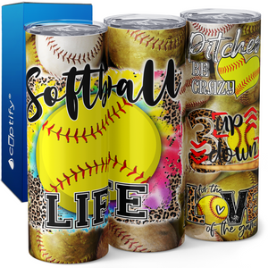 Softball Life Pitches be Crazy 20oz Skinny Tumbler