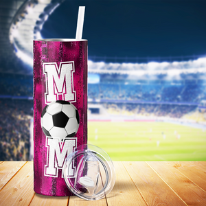 Soccer Mom Pink Glitter 20oz Skinny Tumbler