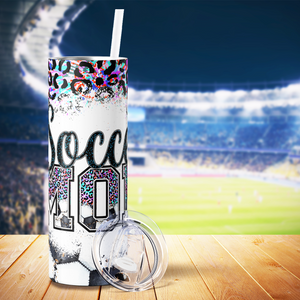 Soccer Mom Teal Purple Tiedye Print 20oz Skinny Tumbler