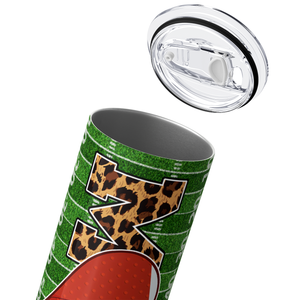 Football Mom Heart on Field Leather 20oz Skinny Tumbler
