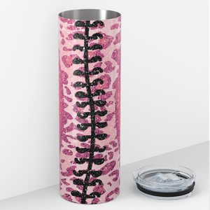 Pink Football on Leopard Print 20oz Skinny Tumbler