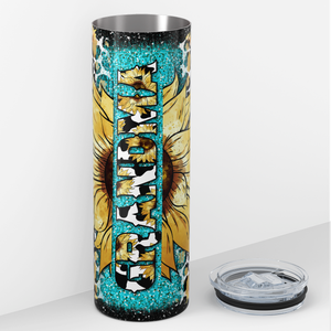 Grandma Sunflower and Leopard Print 20oz Skinny Tumbler