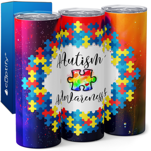 Autism Awareness Puzzle Circle 20oz Skinny Tumbler