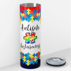 Autism Awareness Puzzle Circle 20oz Skinny Tumbler