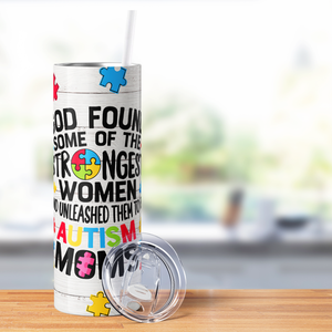 God Found Autism Moms 20oz Skinny Tumbler