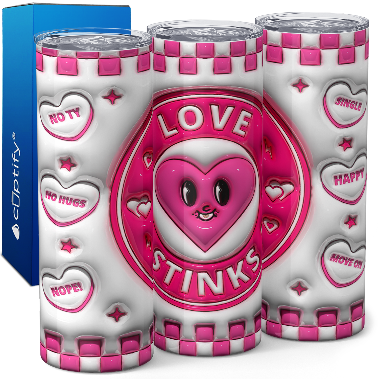 Love Stinks Valentine Hearts 20oz Skinny Tumbler