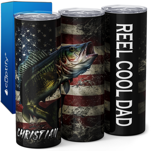 Personalized Retro Reel Cool Dad 20oz Skinny Tumbler