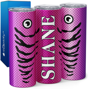 Personalized Pink Purple Fishing Lure 20oz Skinny Tumbler