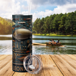 Personalized Born to Fish Forced to Work 20oz Skinny Tumbler