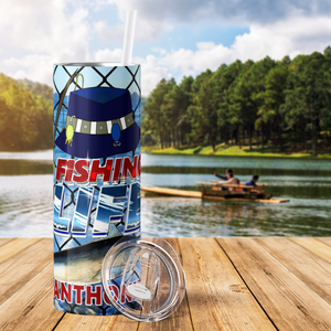 Personalized Fishing Life Net Ocean 20oz Skinny Tumbler