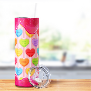 Lollipop Conversation Hearts 20oz Skinny Tumbler