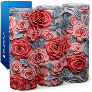 Roses and Leaves 3D 20oz Skinny Tumbler