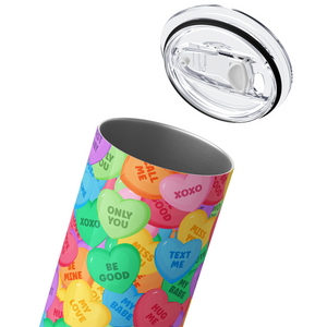 Colorful Candy Conversation Hearts 20oz Skinny Tumbler