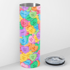 Colorful Candy Conversation Hearts 20oz Skinny Tumbler