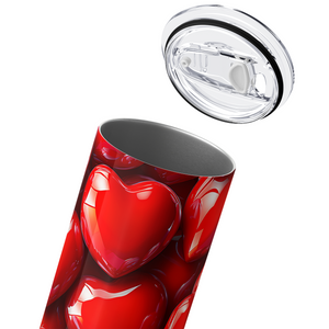 Inflated Bubble Red Hearts 20oz Skinny Tumbler