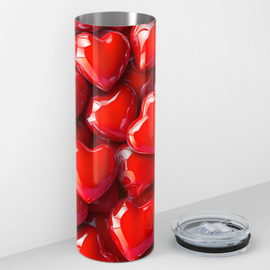 Inflated Bubble Red Hearts 20oz Skinny Tumbler