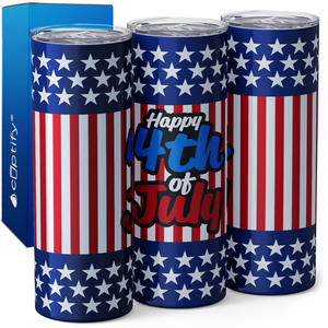 Happy 4th of July Stars and Stripes 20oz Skinny Tumbler