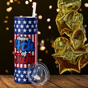 Happy 4th of July Stars and Stripes 20oz Skinny Tumbler